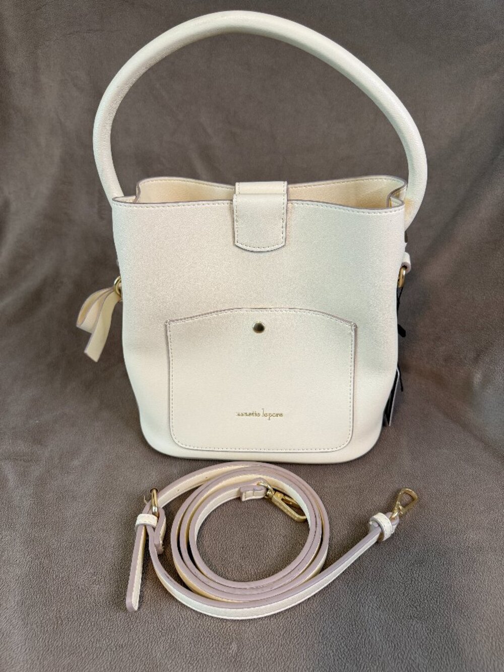 NWT Nanette Lepore Butter Yellow Bucket Bag With Strap & Charm